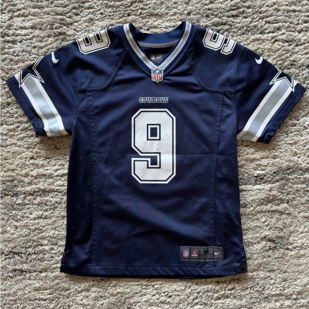 Nike #9 Tony Romo Youth Medium YM Dallas Cowboys Jersey Blue Navy